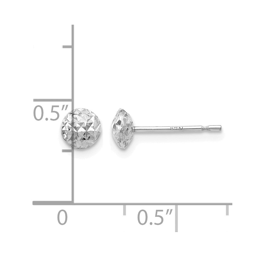 14K White Gold 5 mm Puff Circle Stud Earrings