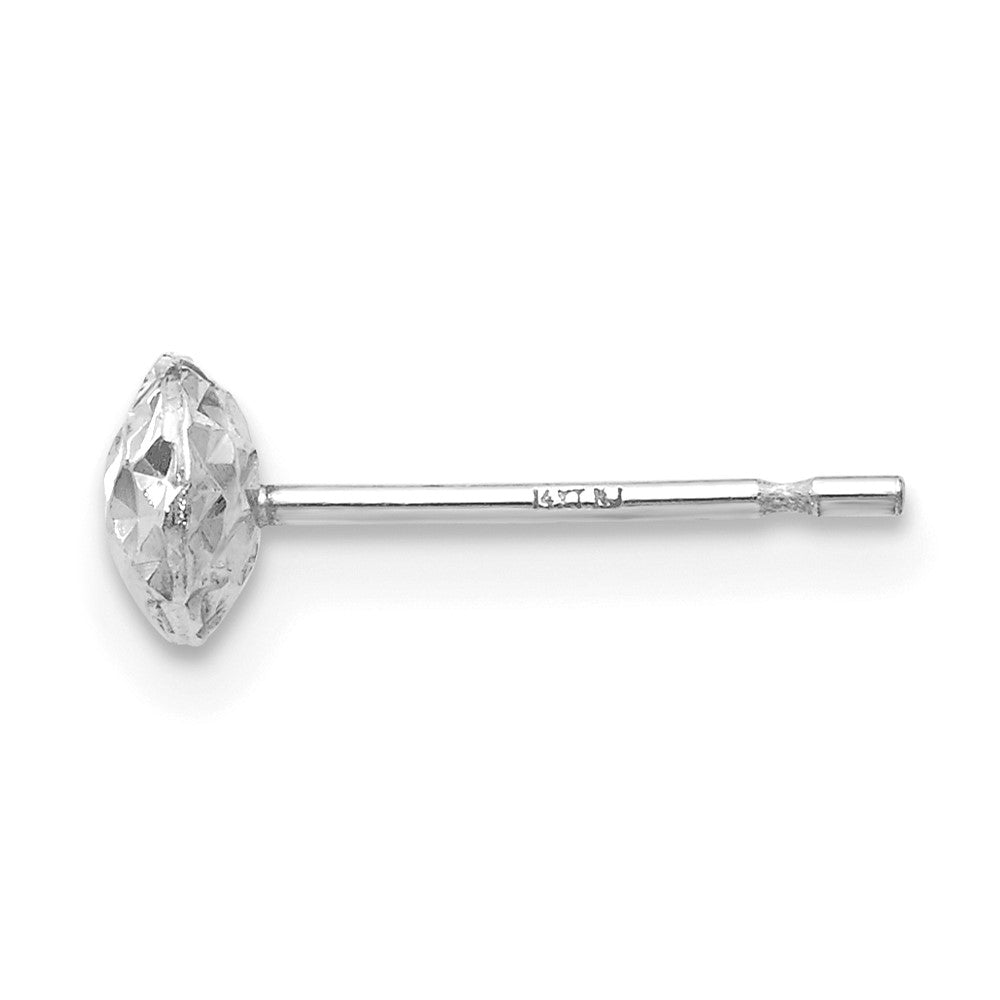 Single 14K White Gold 5 mm Puff Circle Stud Earring