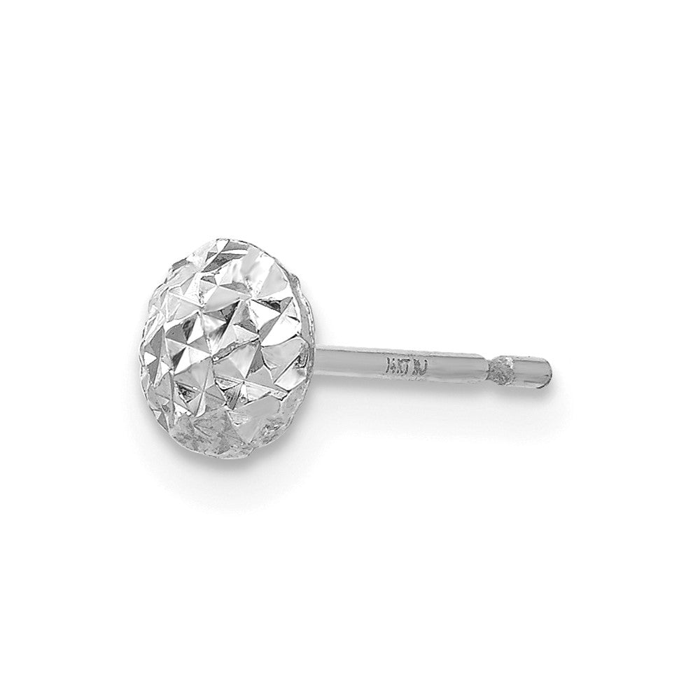 Single 14K White Gold 5 mm Puff Circle Stud Earring