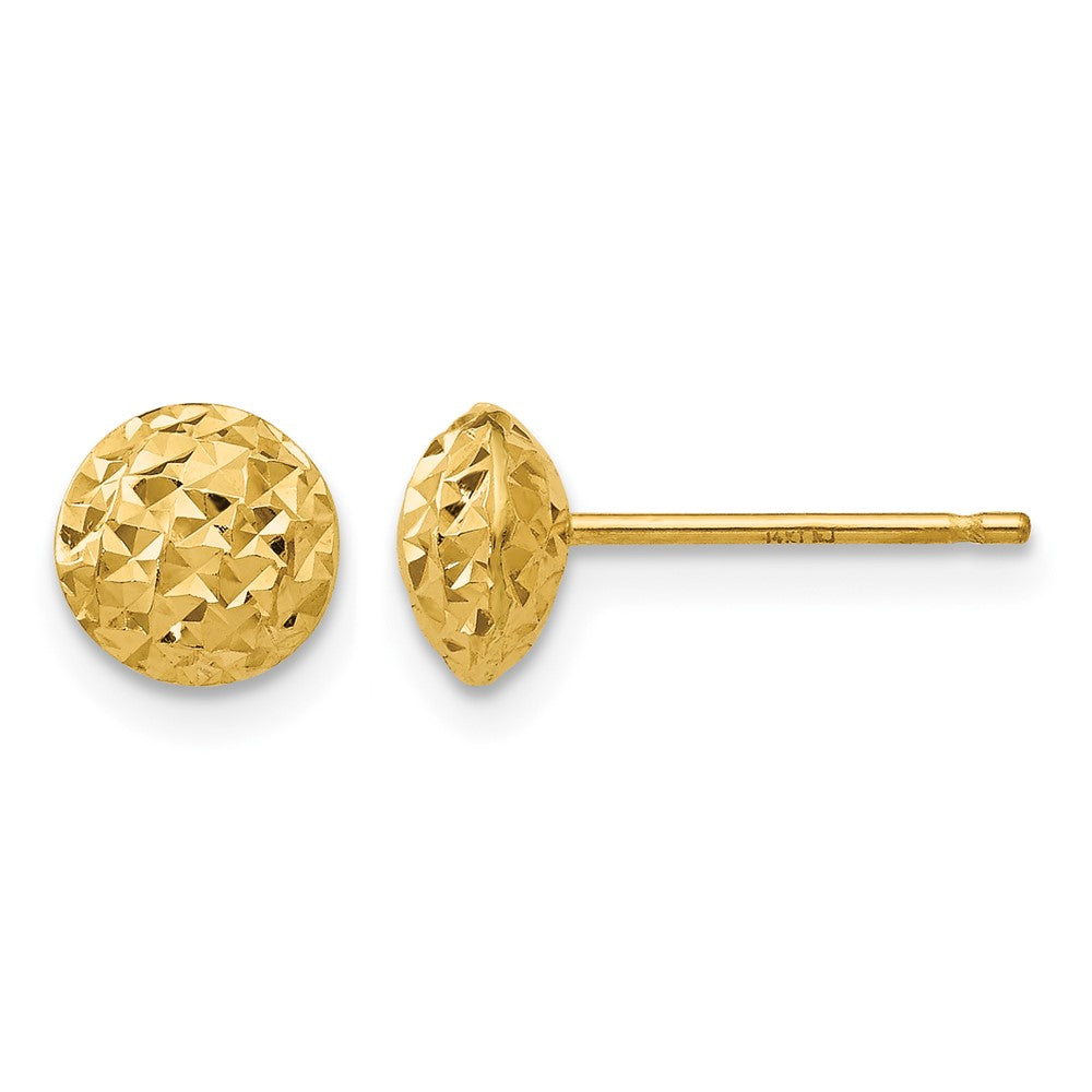 14K 6mm Puff Circle Post Earrings