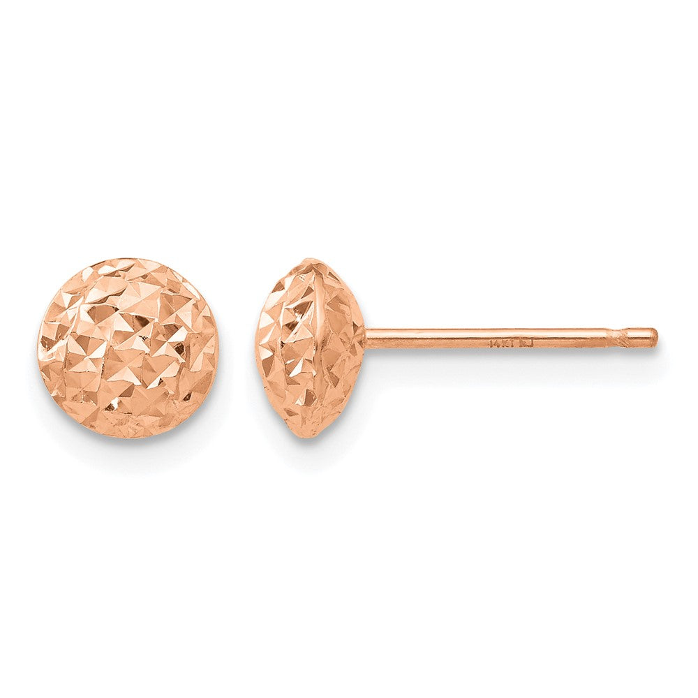 14K Rose Gold 6mm Circle Puff Post Earrings