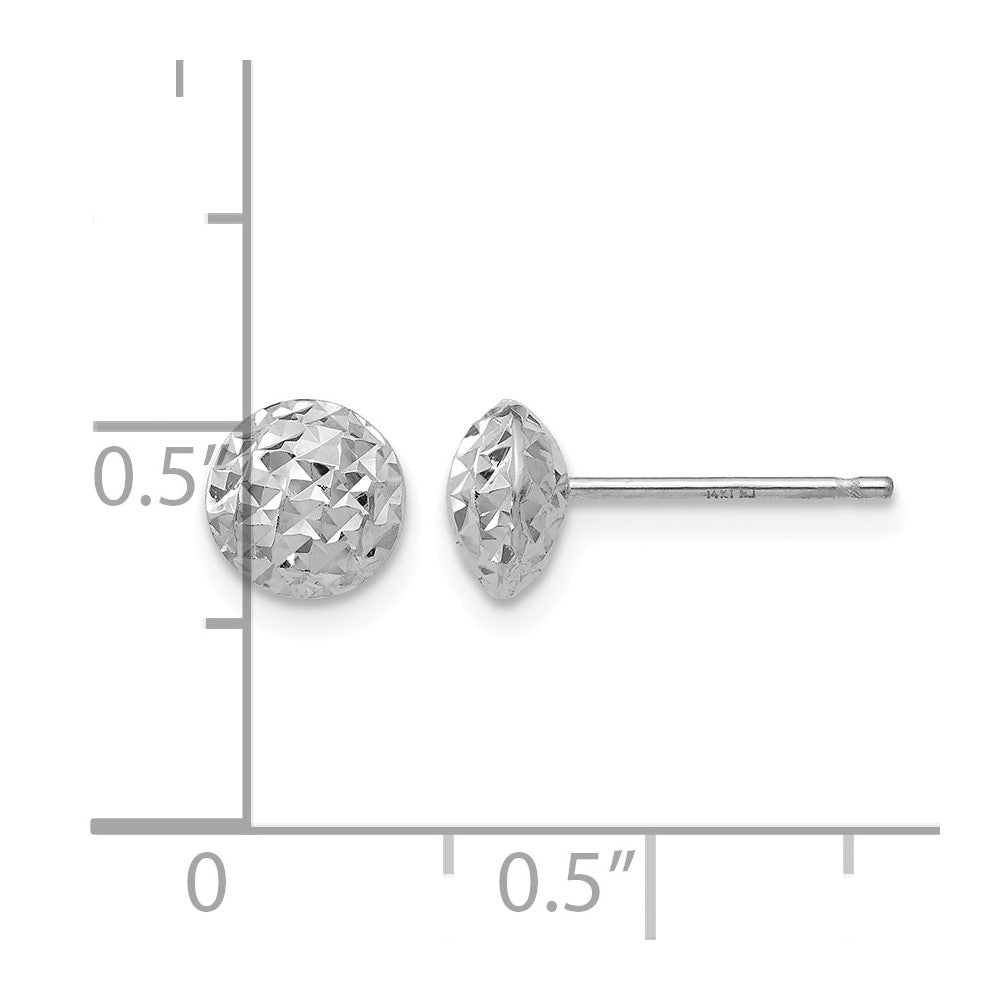 14K White Gold 6mm Circle Puff Post Earrings