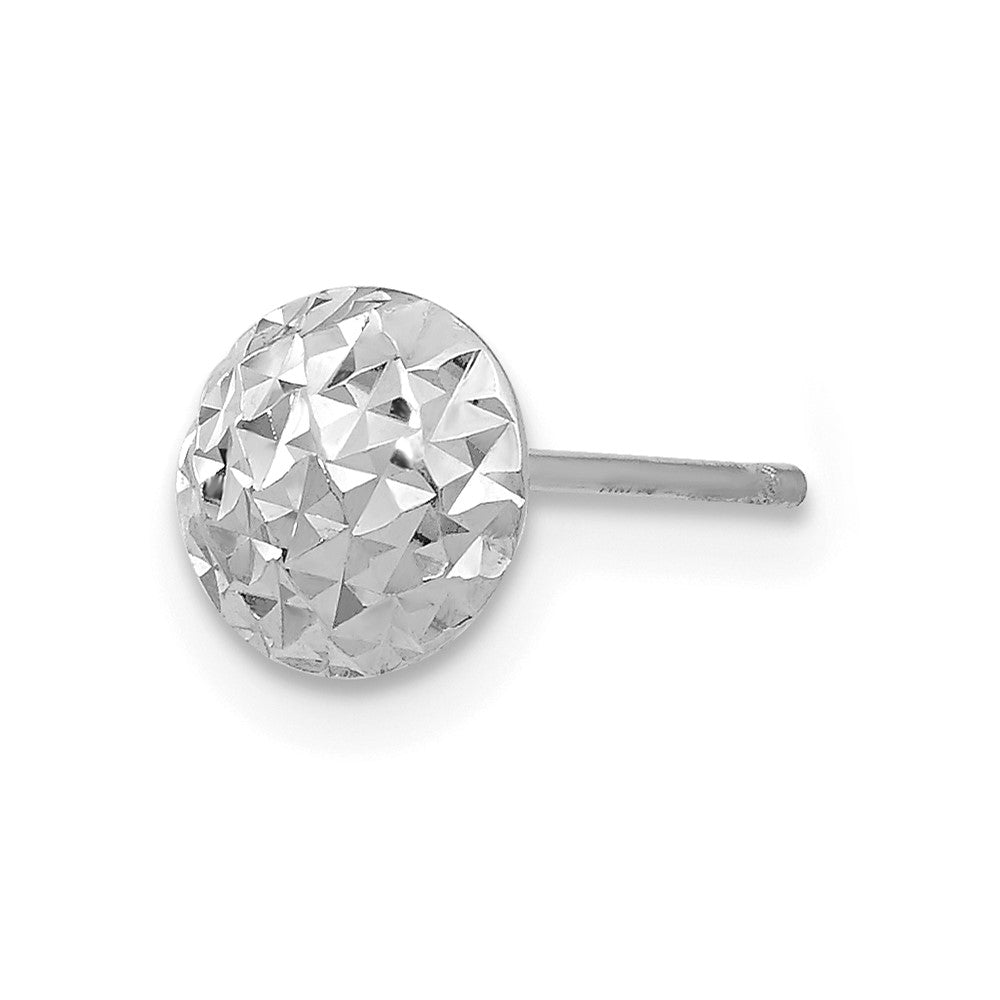 Single 14K White Gold 6mm Circle Puff Post Earring
