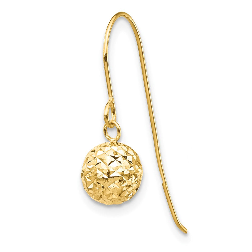 Single 14K 6mm Diamond Cut Bead Dangle Earring