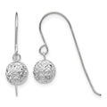 14K White Gold 6mm Diamond Cut Ball Dangle Earrings