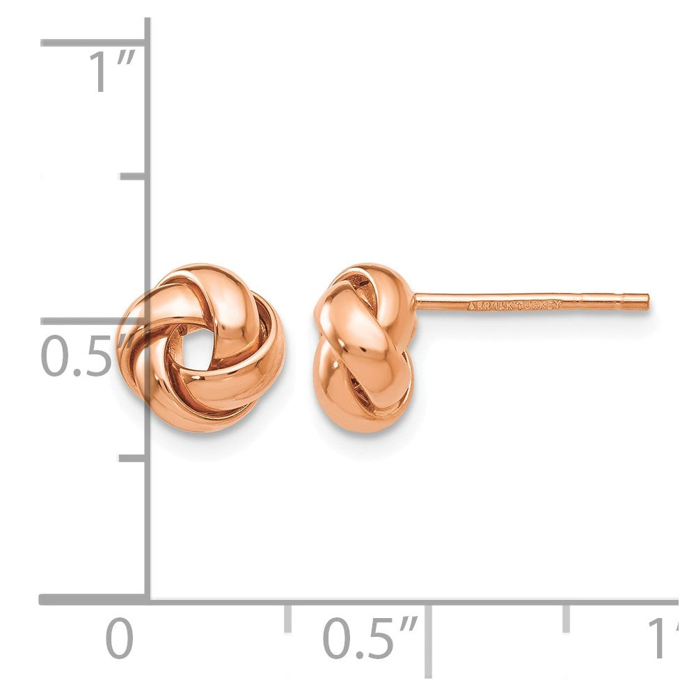 14k Rose Gold Polished Love Knot Post Earrings