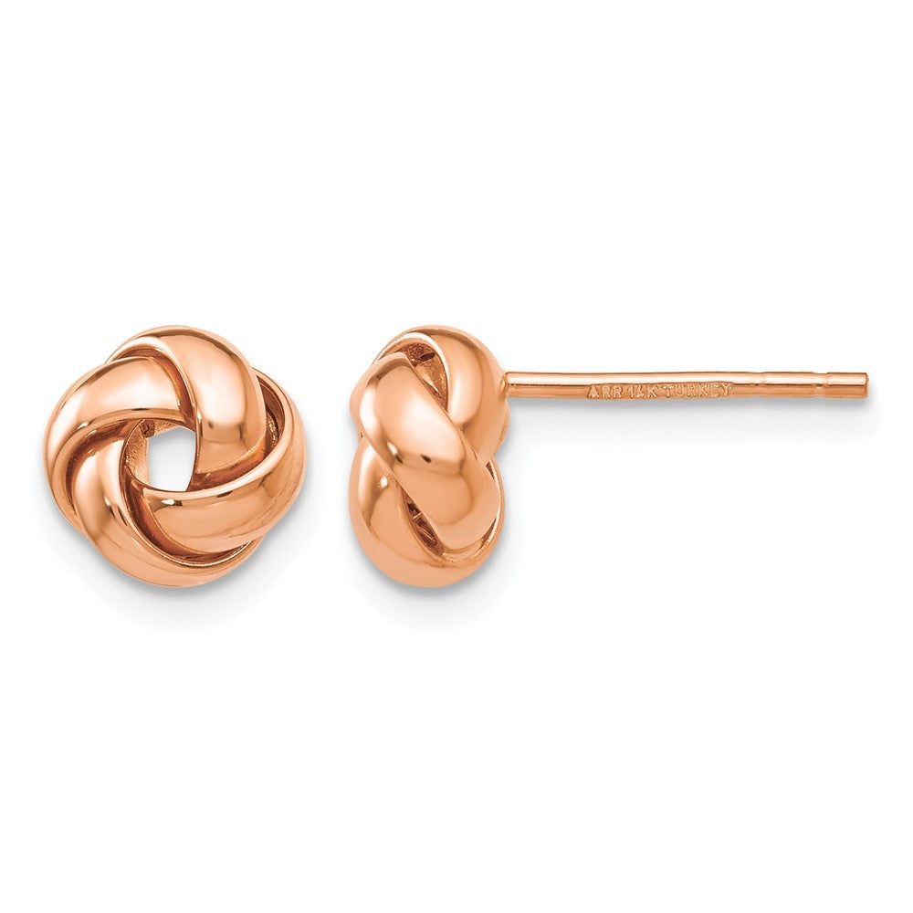 14k Rose Gold Polished Love Knot Post Earrings