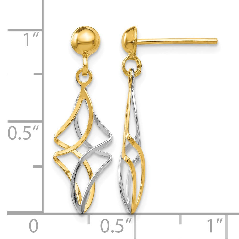 14k Two-tone Post Dangle Earrings