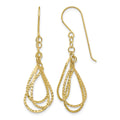14K Diamond Cut Tear Drop Shepherd Hook Earrings