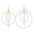 14k Tri-color Diamond Cut Graduated Circles Shepherd Hook Earrings