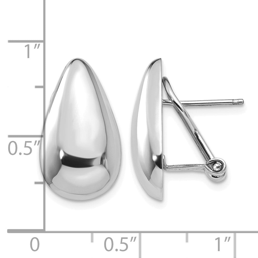 14k White Gold Tear Drop Omega Back Earrings