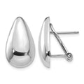 14k White Gold Tear Drop Omega Back Earrings