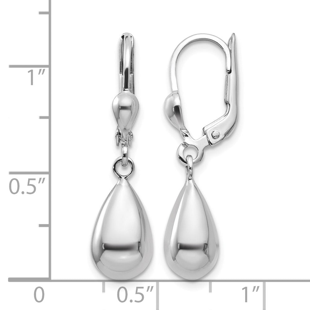 14K White Gold Polished Dangle Leverback Earrings