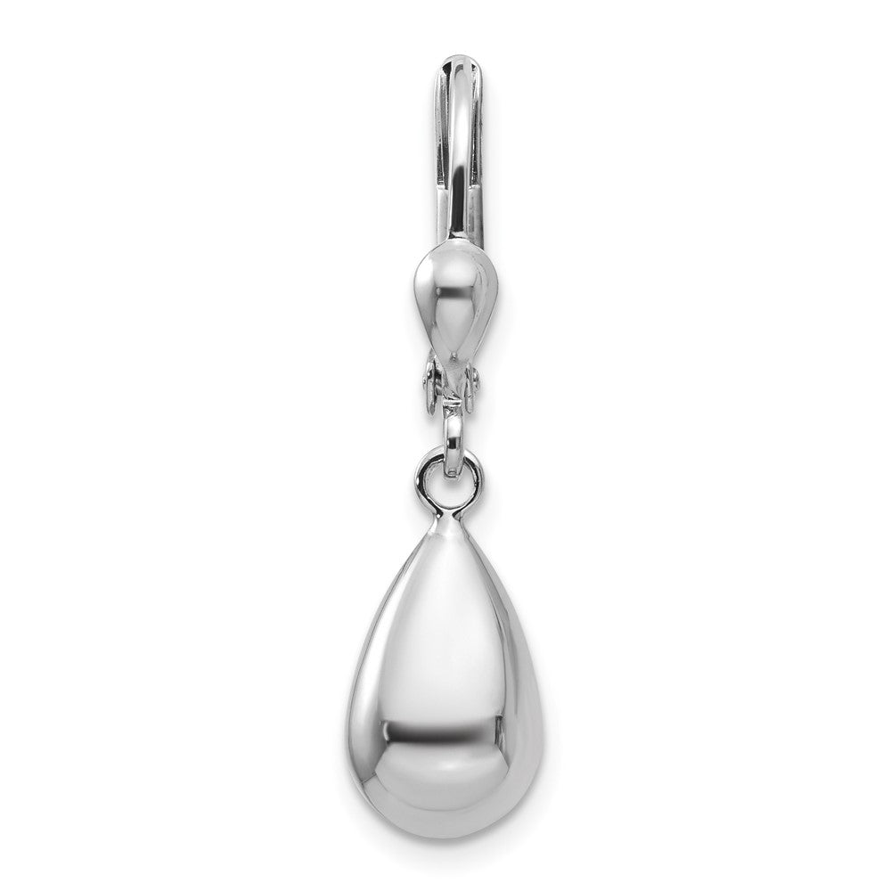 Single 14k White Gold Polished Dangle Leverback Earring