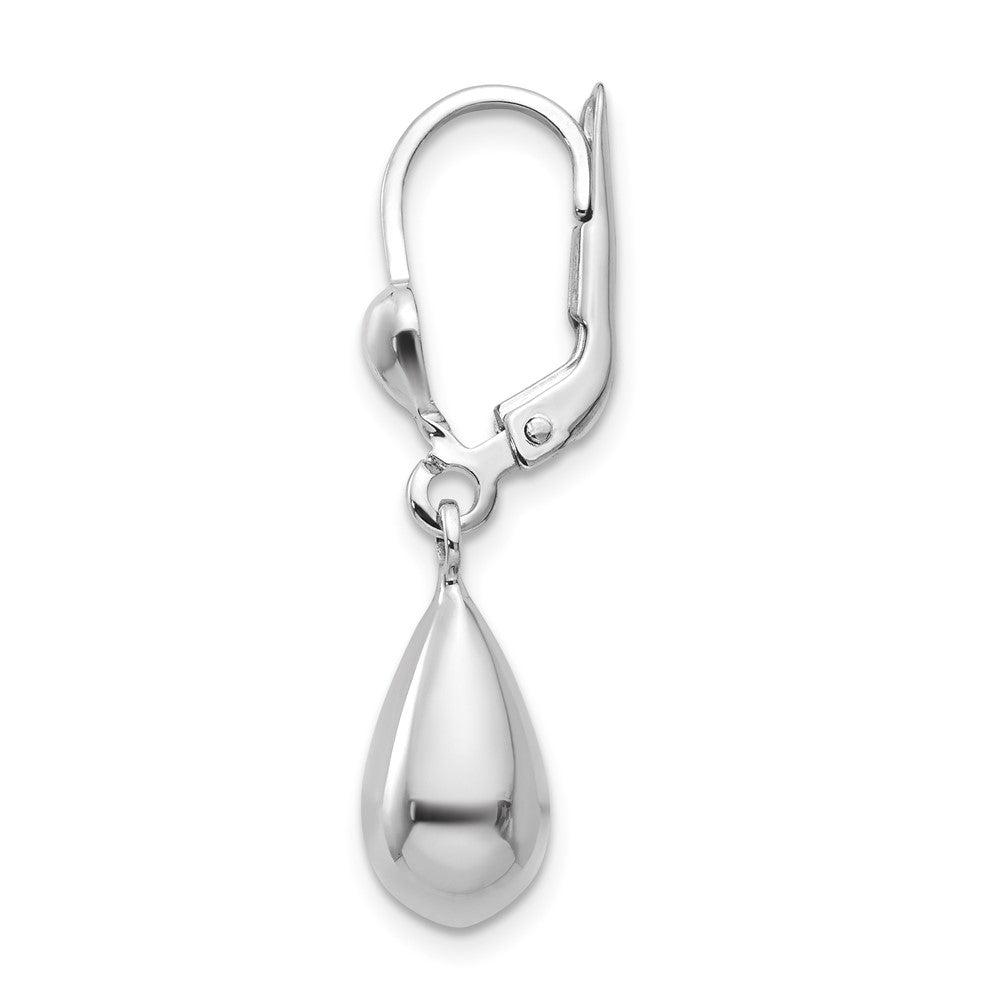 Single 14k White Gold Polished Dangle Leverback Earring