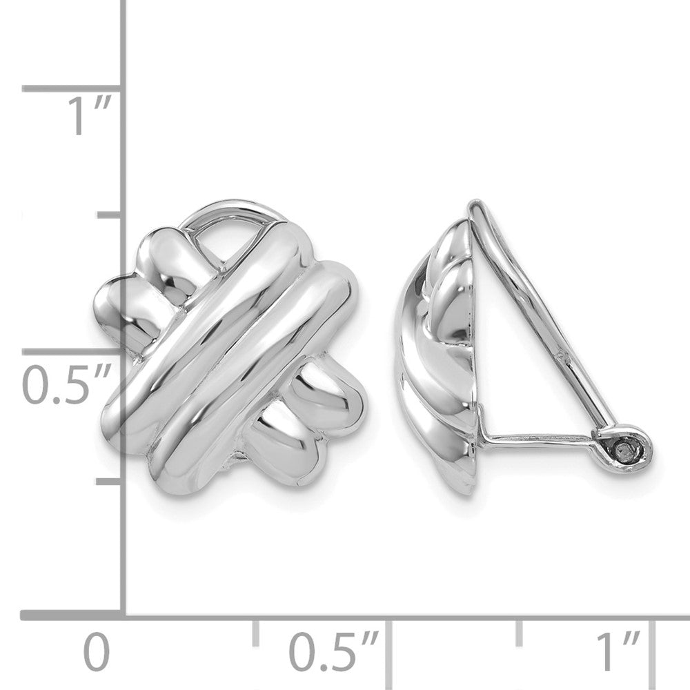 14k White Gold Polished Non-pierced X Omega Back Earrings