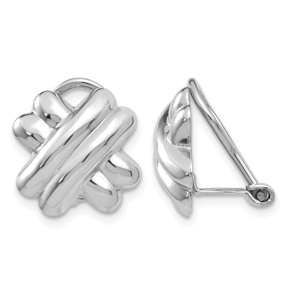 14k White Gold Polished Non-pierced X Omega Back Earrings