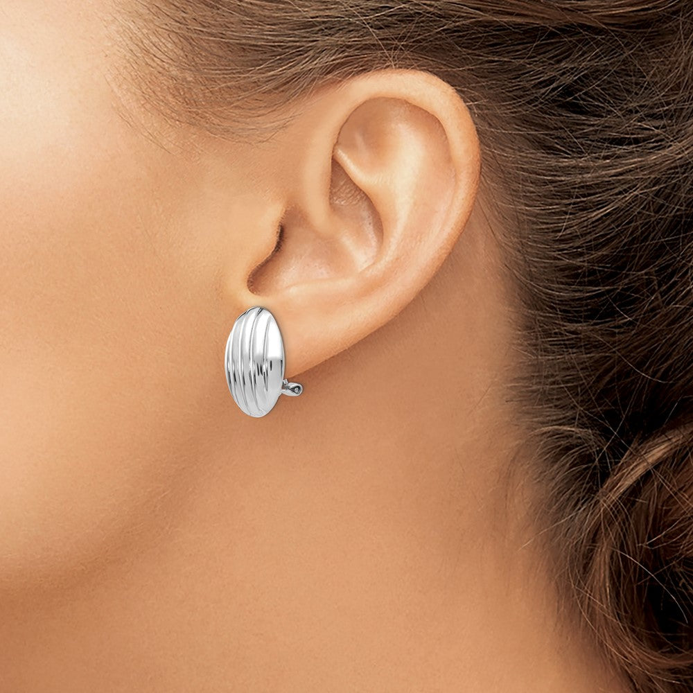 14k White Gold Polished Fancy Omega Back Post Earrings
