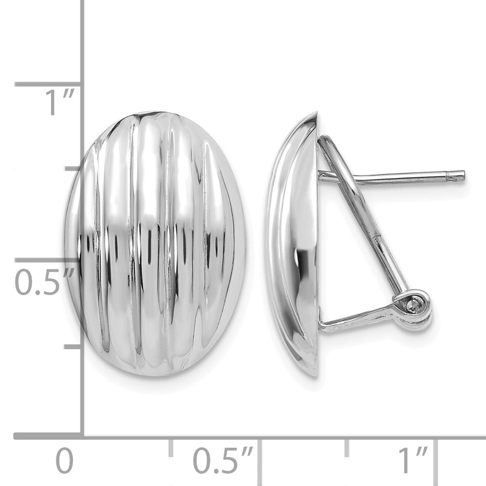 14k White Gold Polished Fancy Omega Back Post Earrings