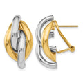 14k Two-tone Swirl Omega Back Post Earrings