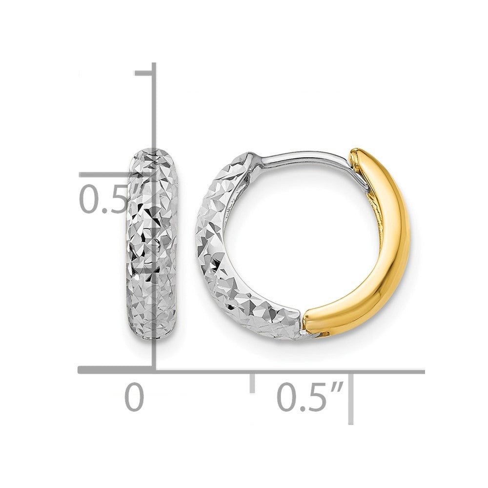 14k Two-tone Diamond-cut Hoop Earrings