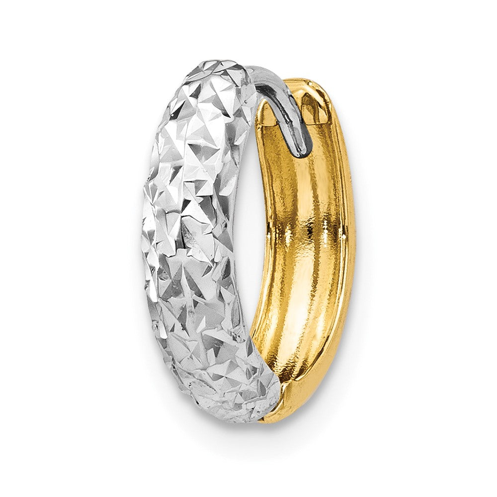 Single 14k Two-tone Diamond-cut Hoop Earring