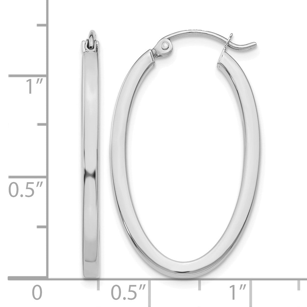 14k White Gold Oval Hoop Earrings