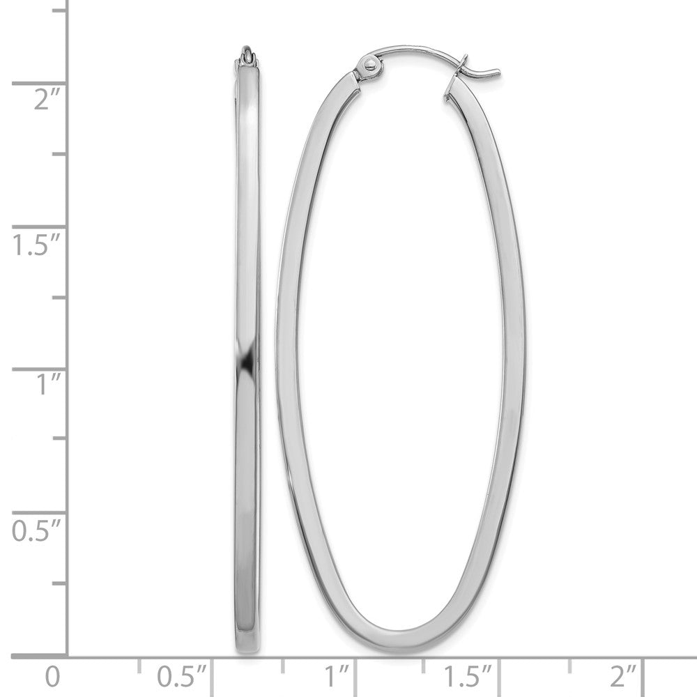 14k White Gold Large Oval Hoop Earrings