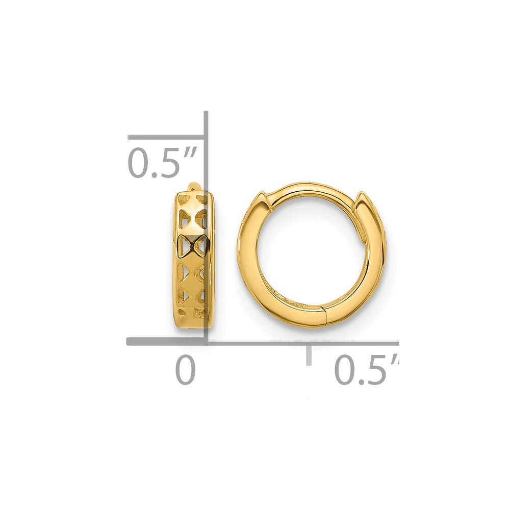 14k Cut-out Design Hinged Hoop Earrings