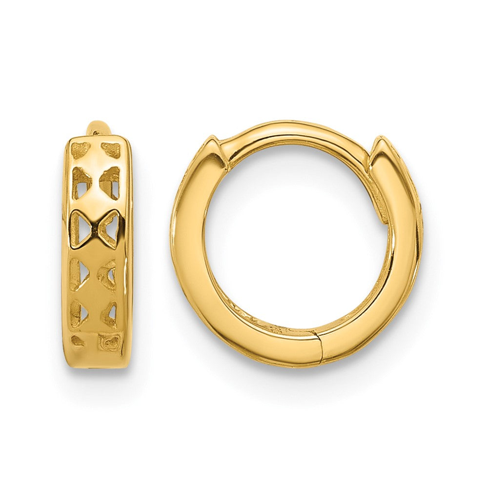 14k Cut-out Design Hinged Hoop Earrings