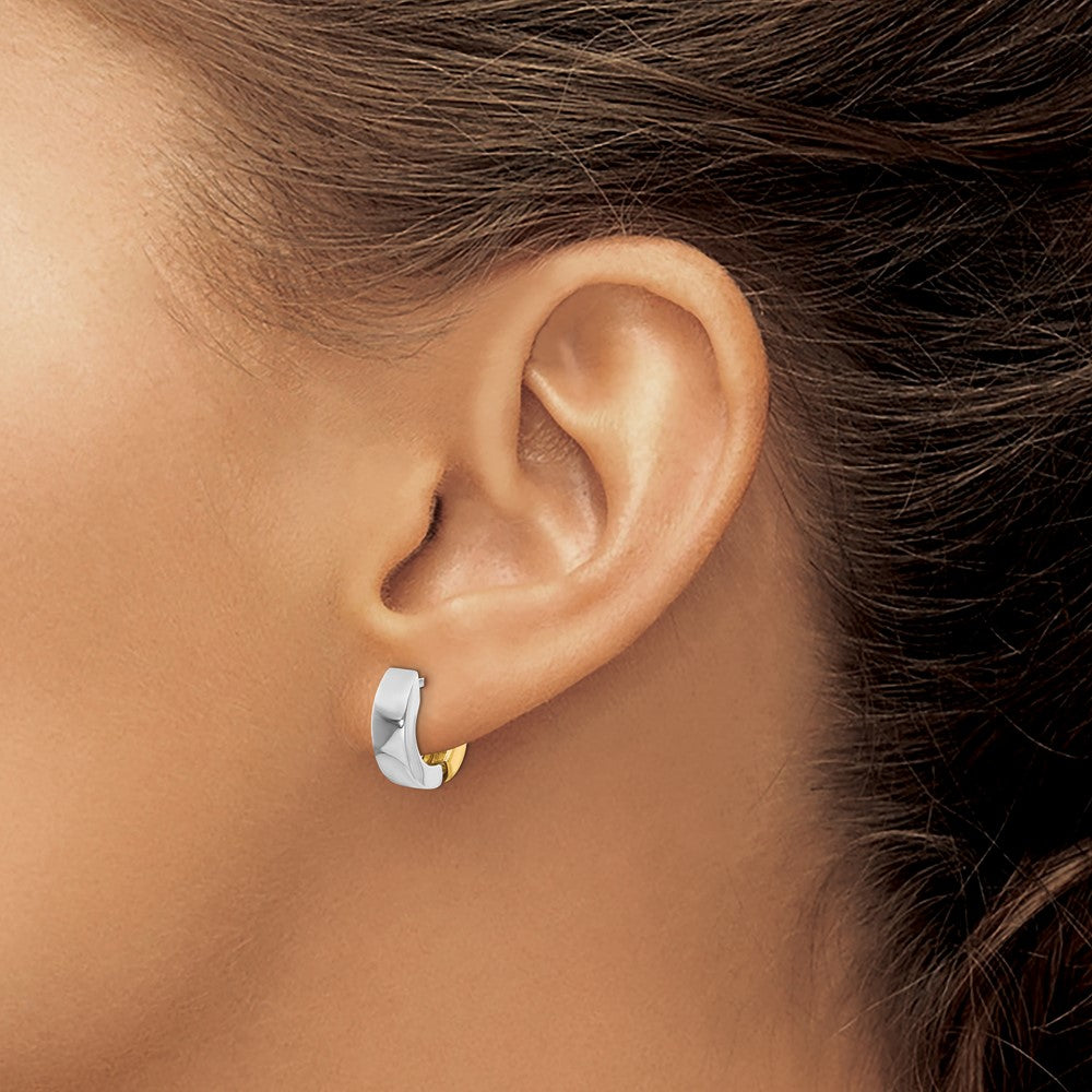 14k Two-tone Polished Hinged Hoop Earrings