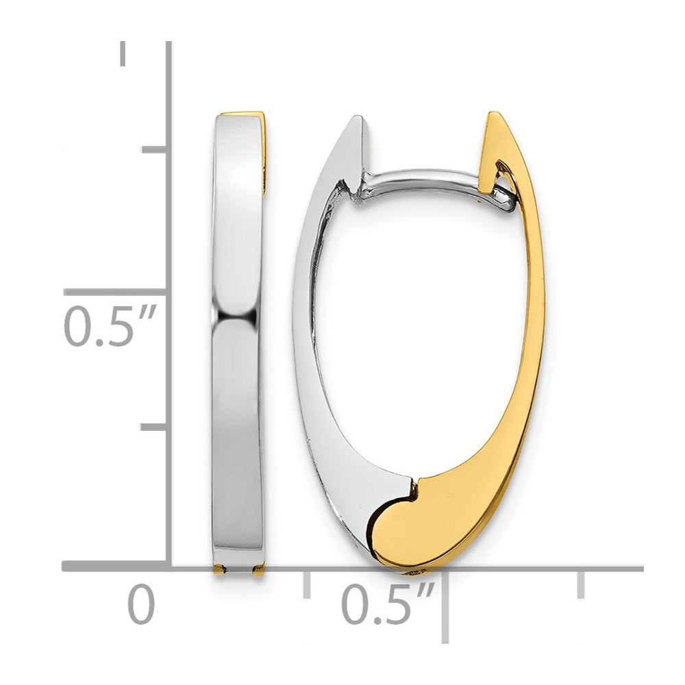 14k Two-tone V Shaped Hinged Hoop Earrings