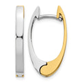 14k Two-tone V Shaped Hinged Hoop Earrings