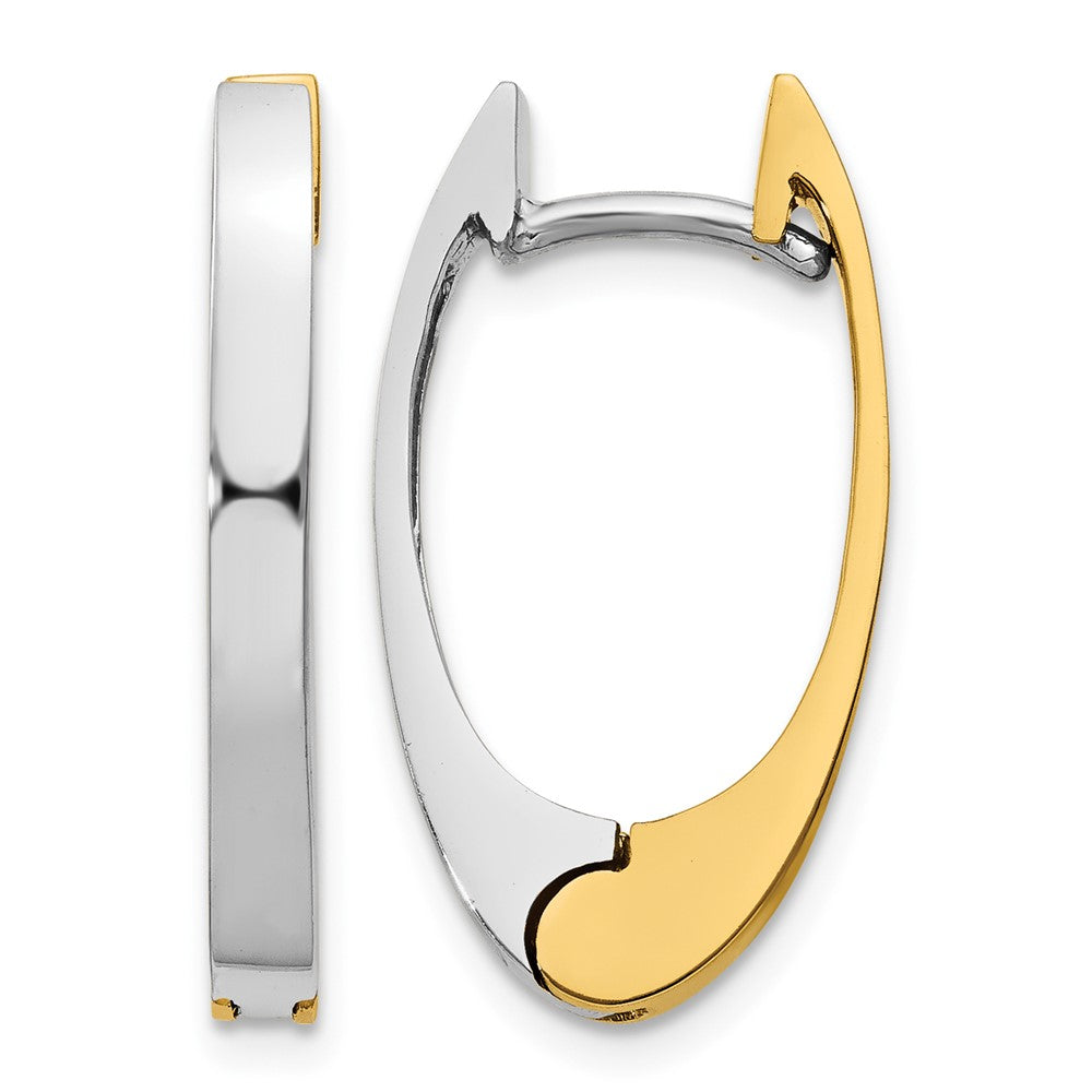 14k Two-tone V Shaped Hinged Hoop Earrings
