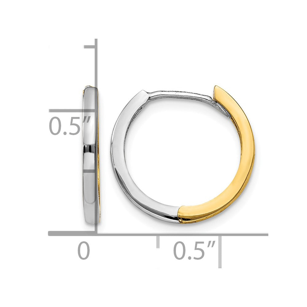 14k Two-tone Round Hinged Hoop Earrings