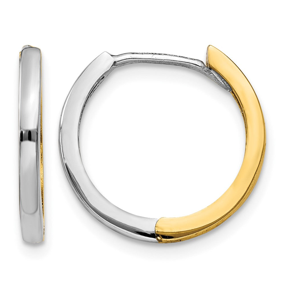 14k Two-tone Round Hinged Hoop Earrings