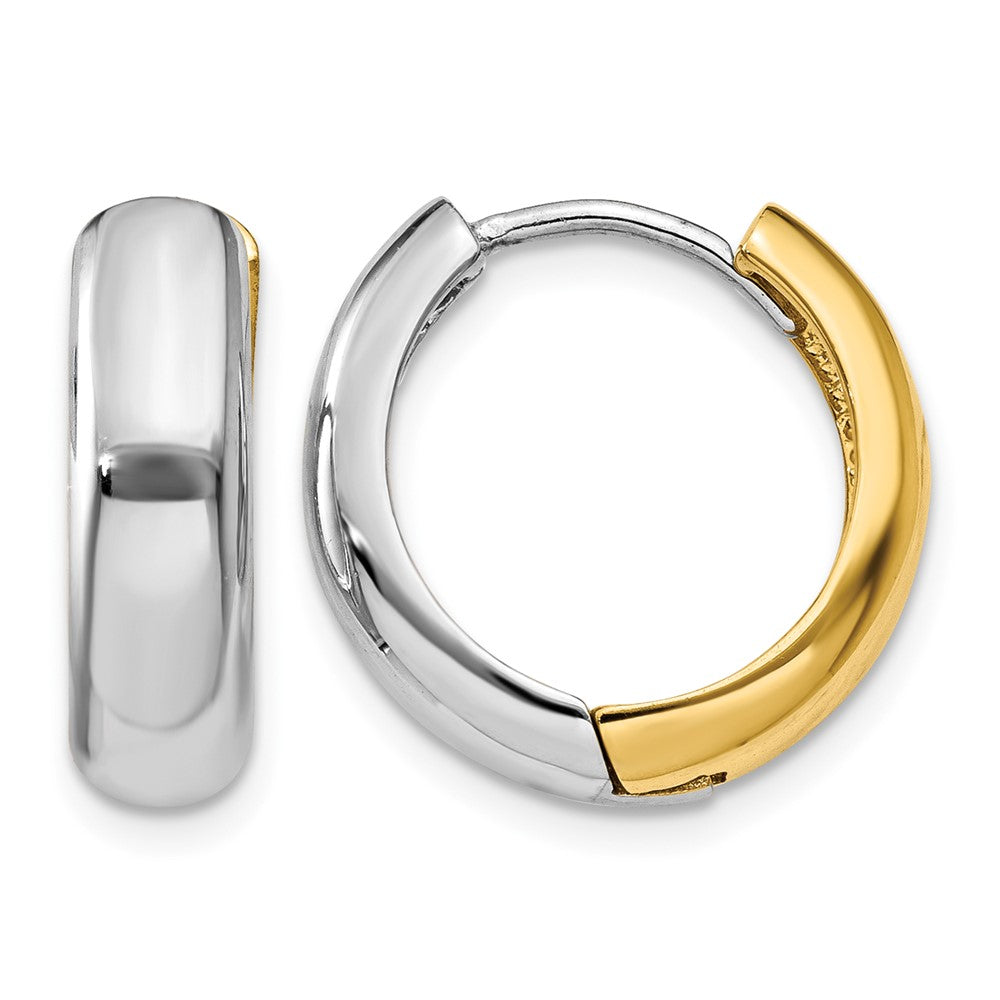 14K Two-tone Huggie Earrings