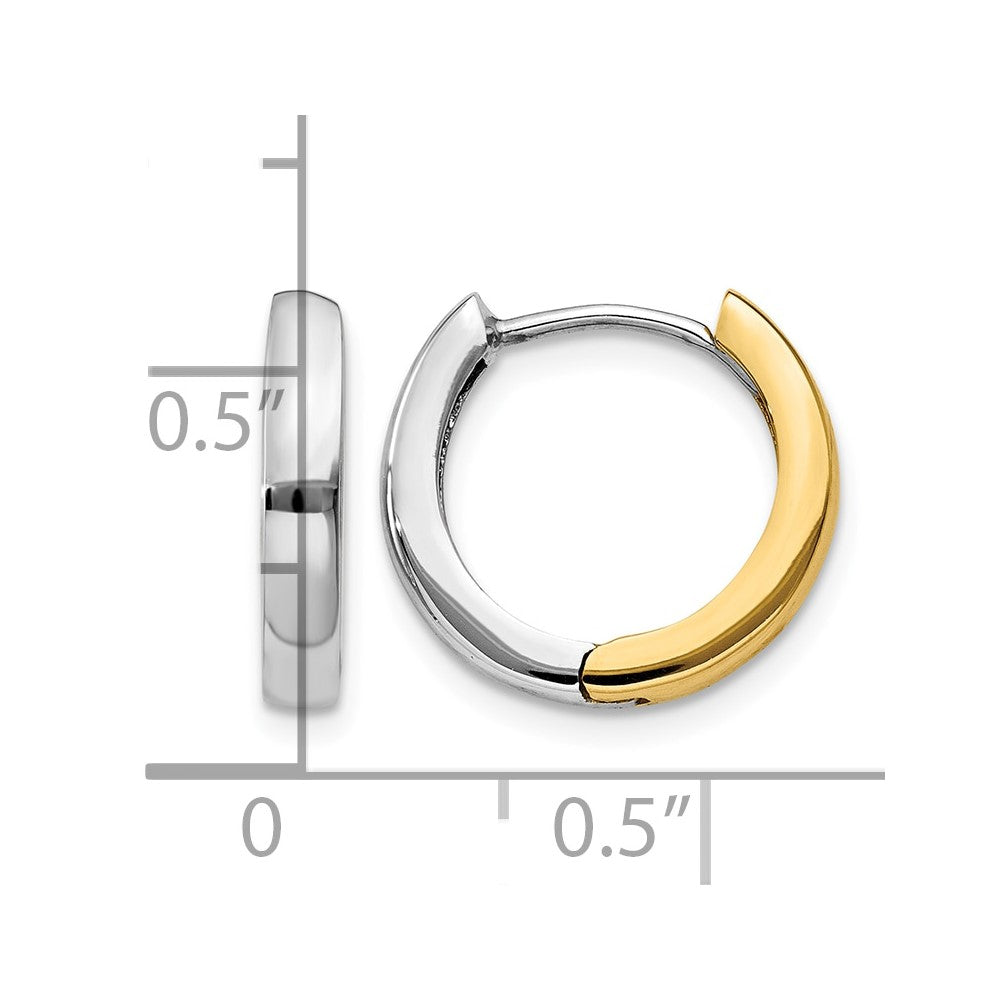 14k Two-tone Round Hinged Hoop Earrings