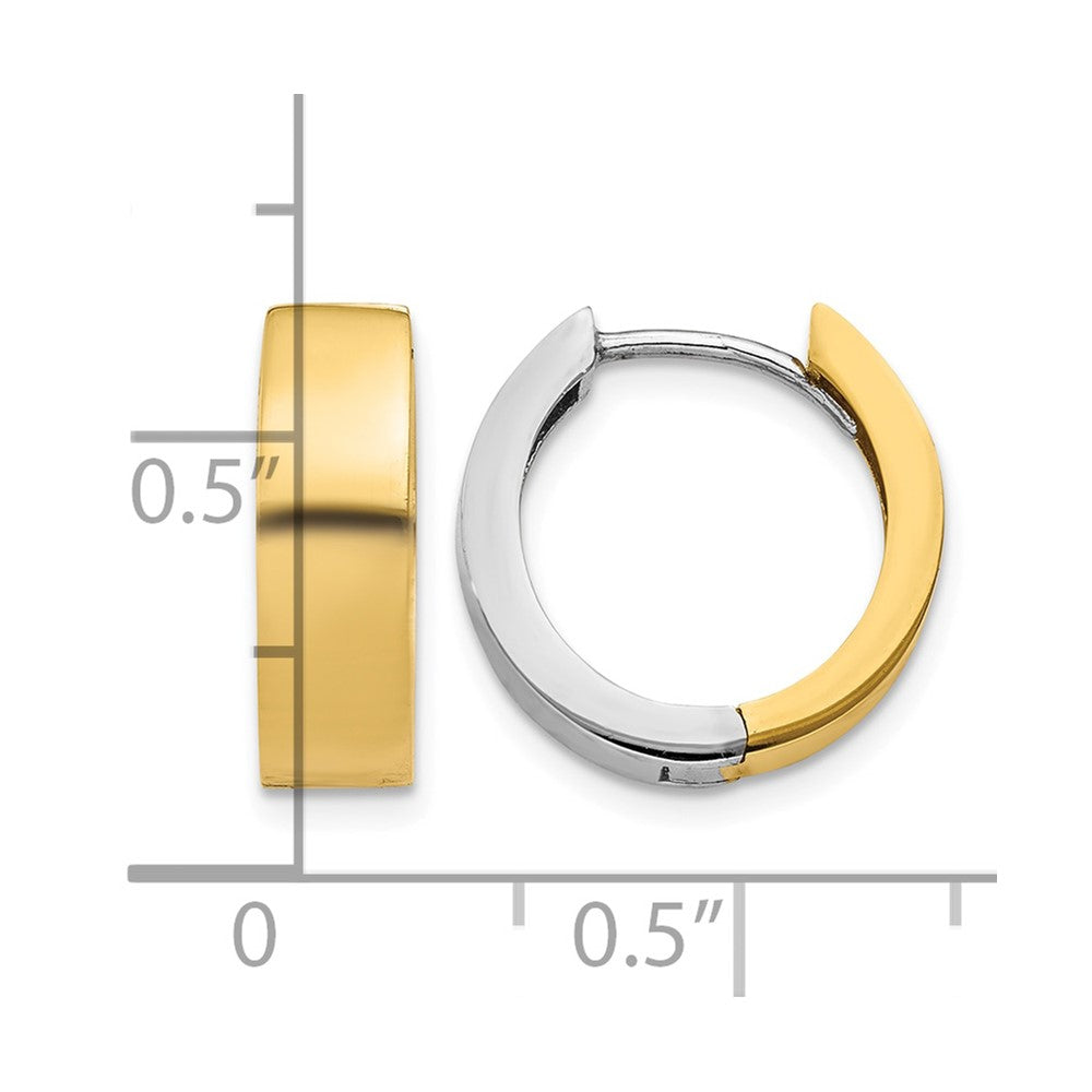 14k Two-tone Round Hinged Hoop Earrings
