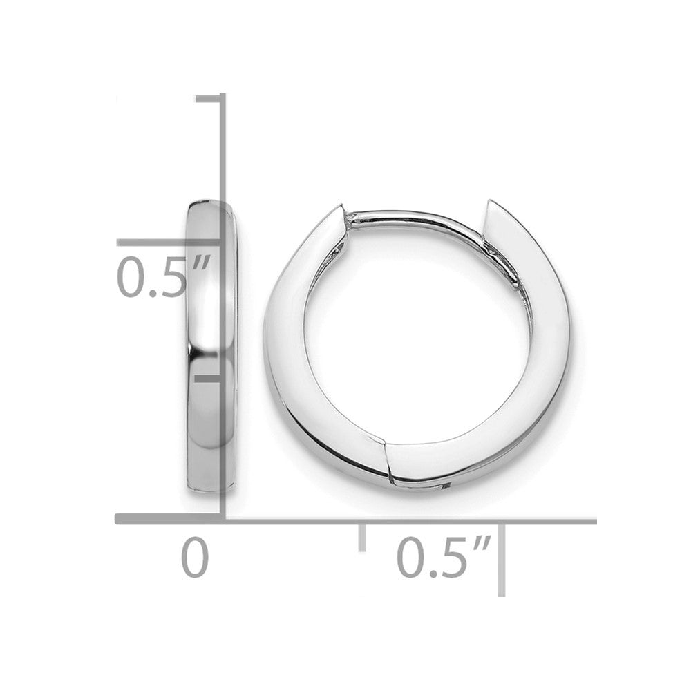 14k White Gold Round Hinged Hoop Earrings