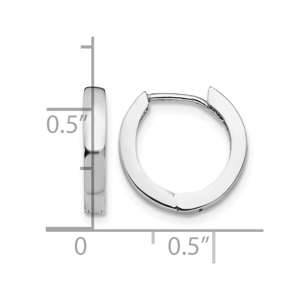 14k White Gold Round Hinged Hoop Earrings