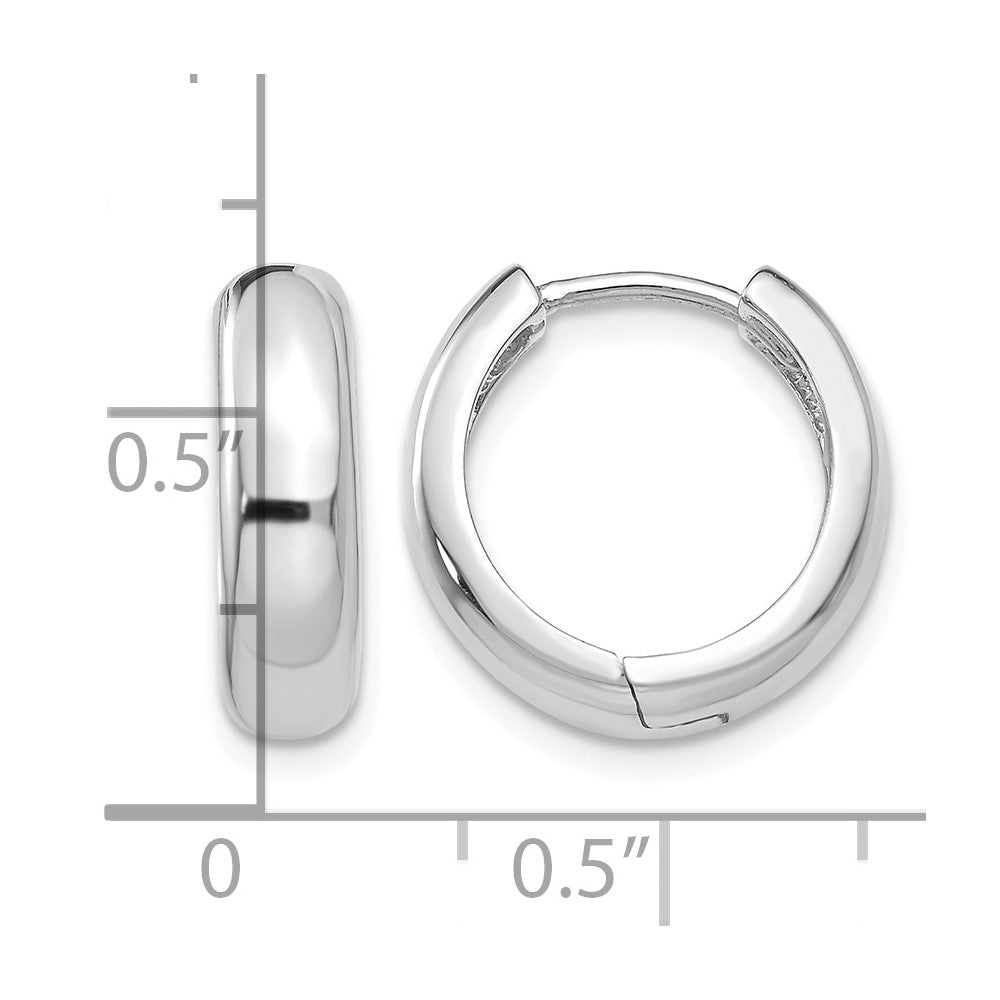14k White Gold Round Hinged Hoop Earrings