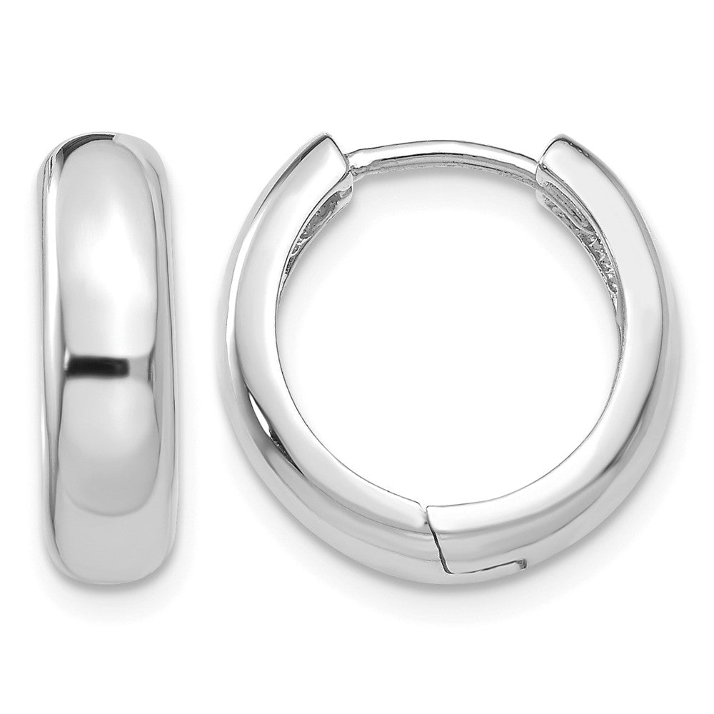 14k White Gold Round Hinged Hoop Earrings