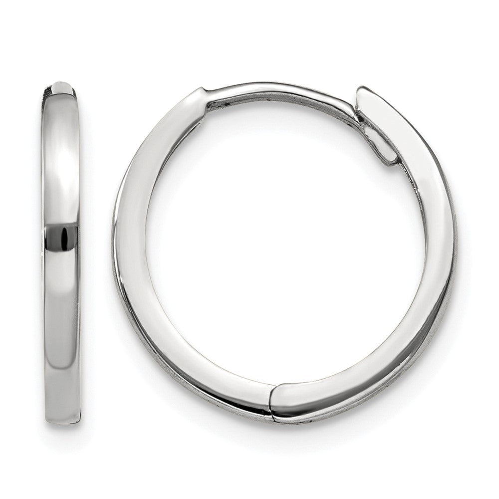 14k White Gold Round Hinged Earrings