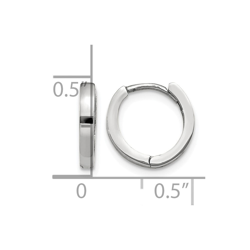 14k White Gold Round Hinged Hoop Earrings