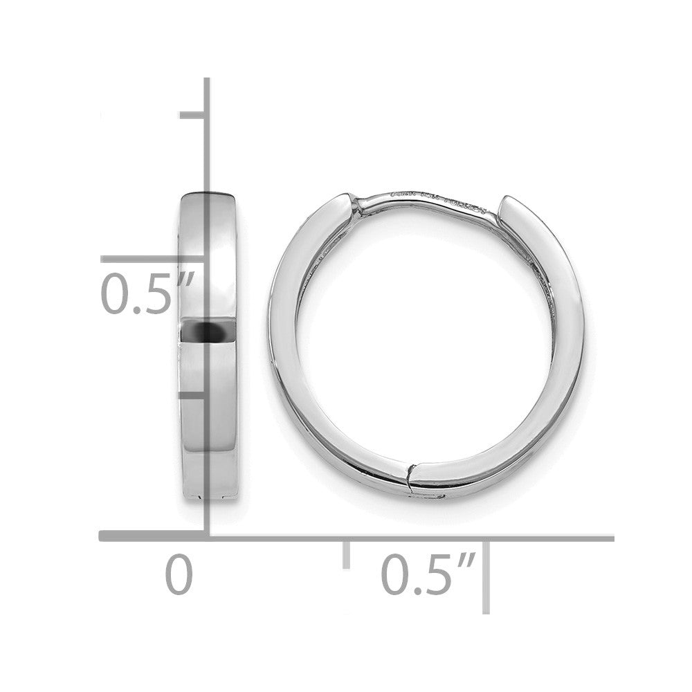 14k White Gold Round Hinged Hoop Earrings
