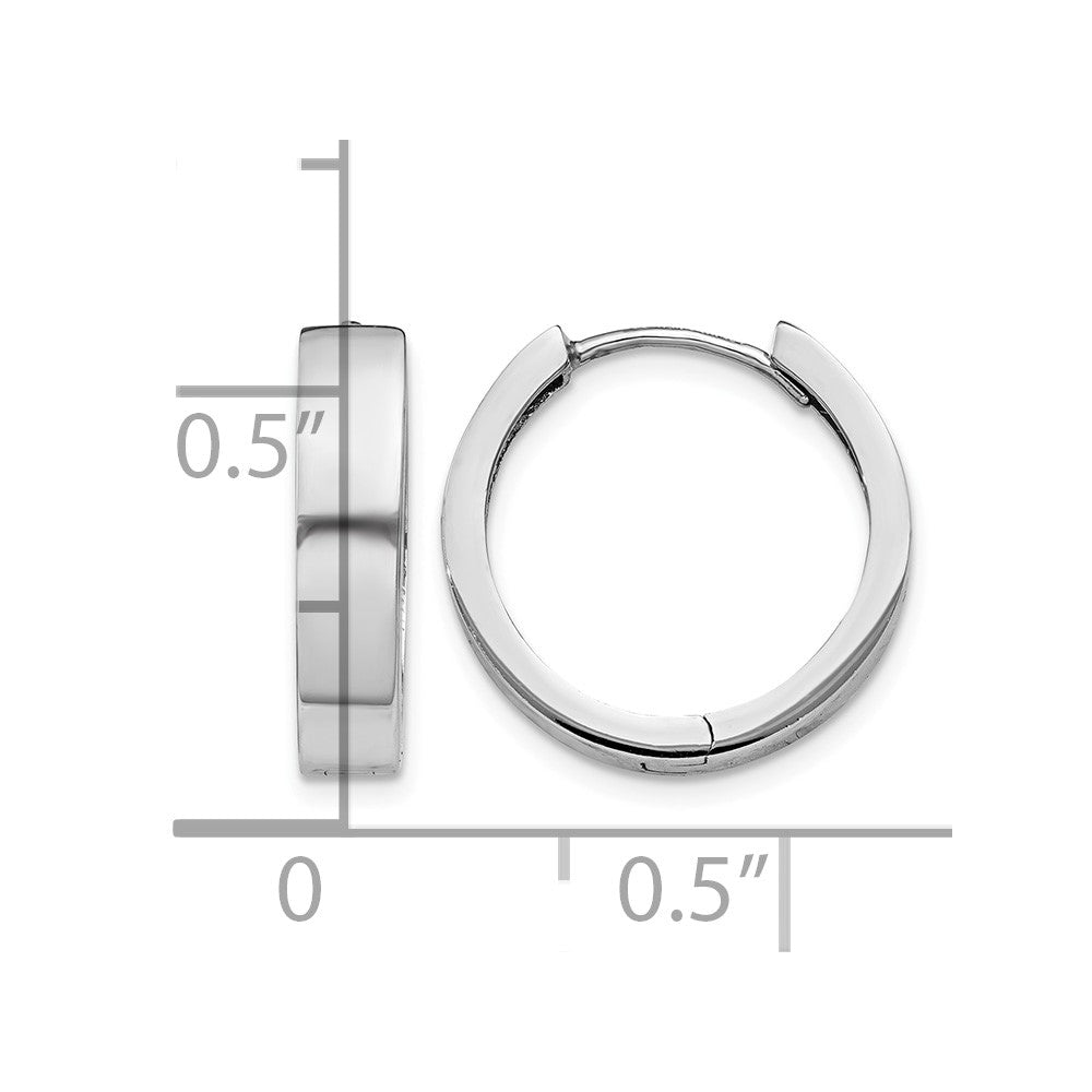 14k White Gold Round Hinged Earrings