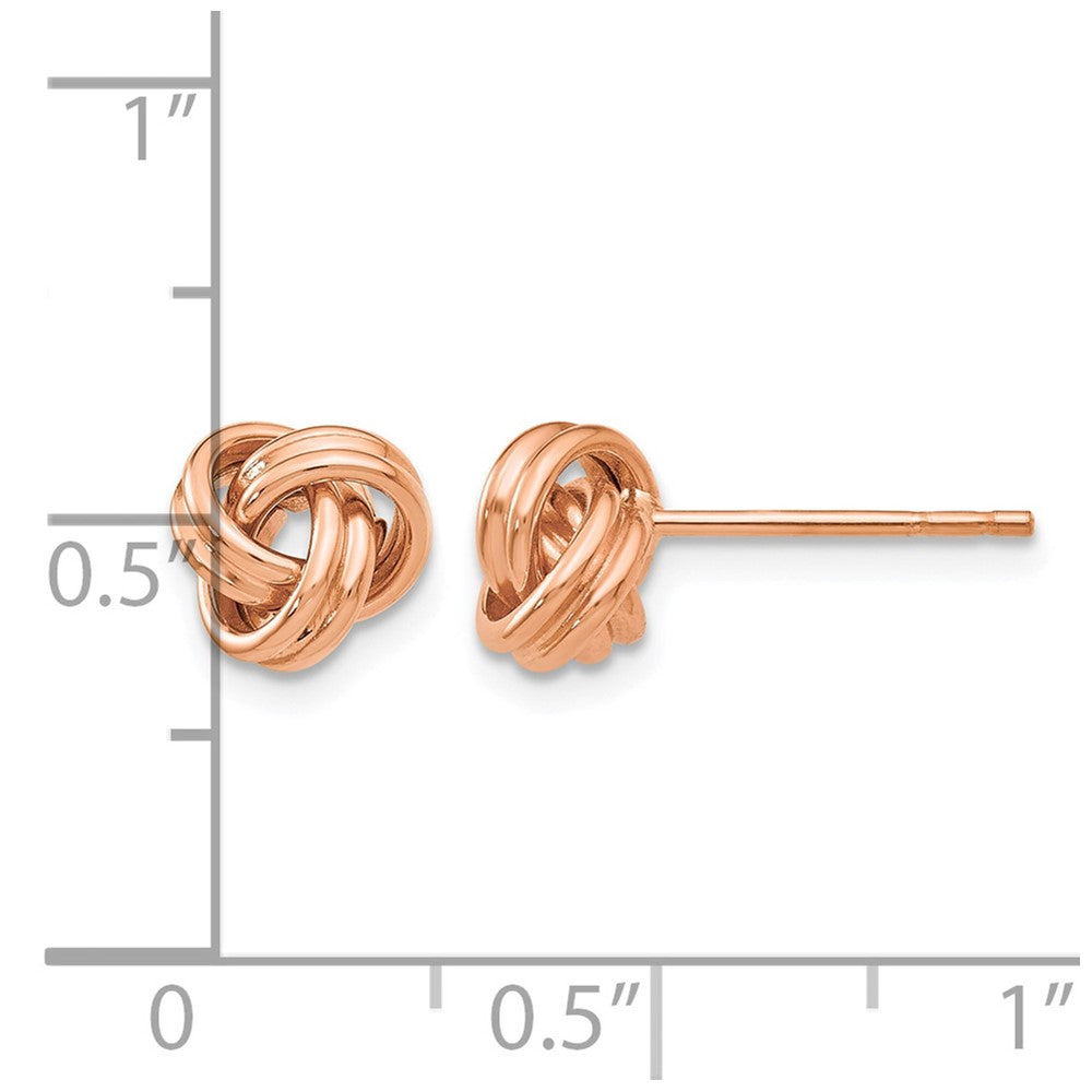 14k Rose Gold Polished Love Knot Post Earrings
