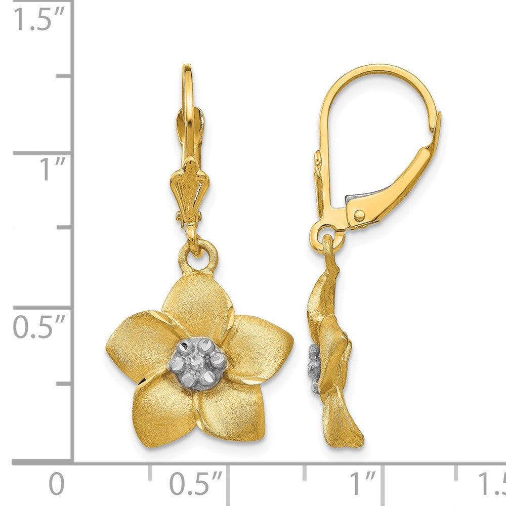 14K and Rhodium Plumeria Earrings
