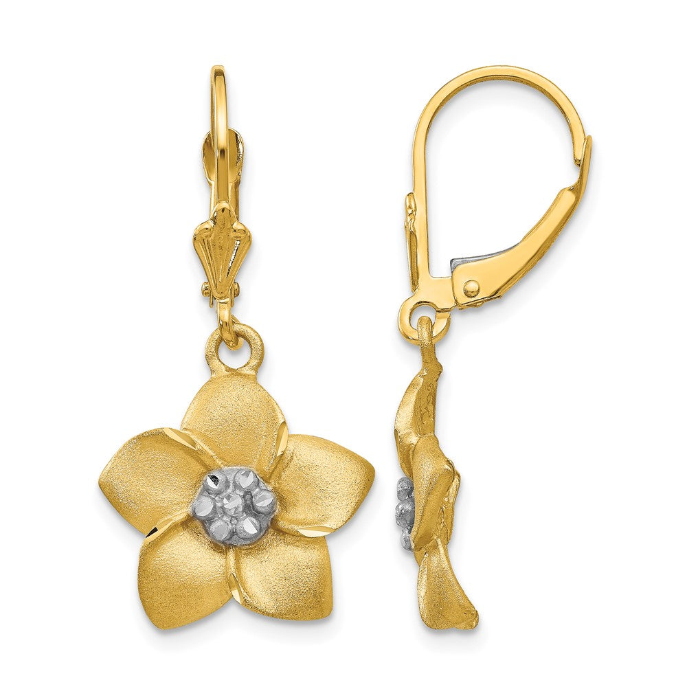 14K and Rhodium Plumeria Earrings